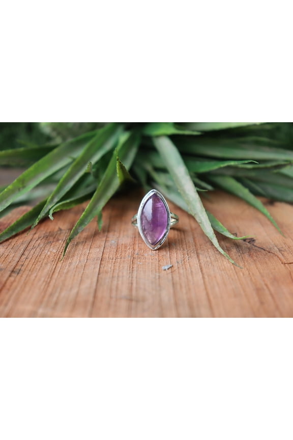 - Amethyst Boho Ring Purple Gemstone 925 Sterling Silver Statement Jewelry for Spiritual Balance & Healing Crystal Accessory