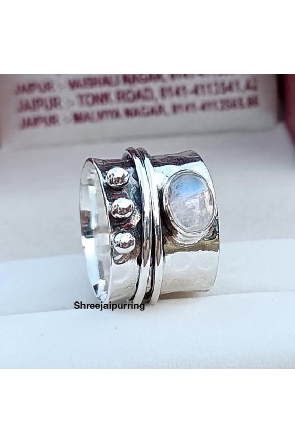 LD DESIGNS-Blue Chalcedony Ring Sterling Silver Oval Gemstone Bohemian Statement Jewelry
