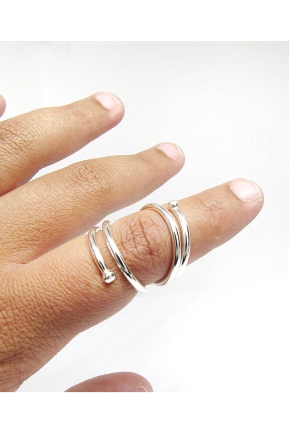 LD DESIGNS-Blue Lace Agate Ring Handmade Silver Band | Two Stone Boho Jewelry Gift