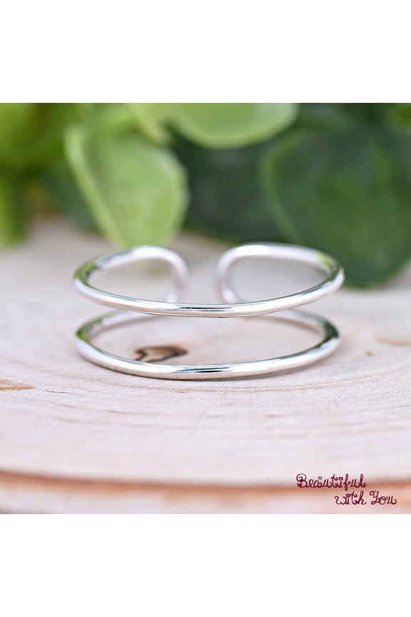 Double Lines Wire Style Adjustable Open Flexible Thumb Ring Solid 925 Sterling Silver Dainty Minimalist Design Everyday Jewelry
