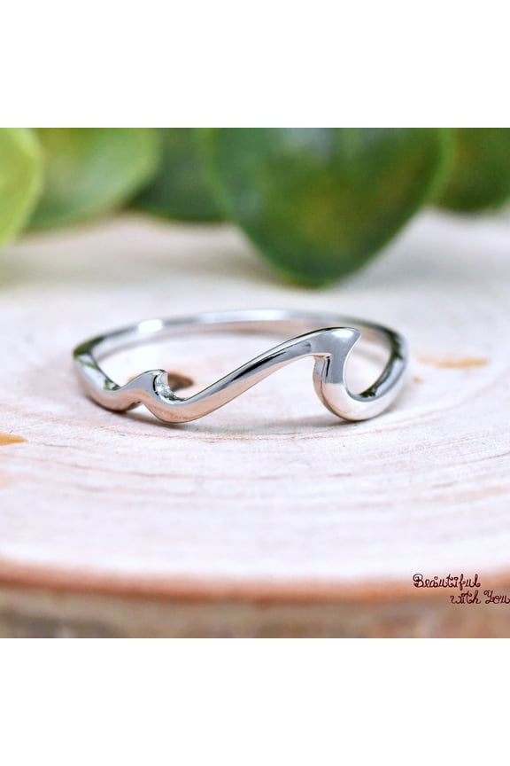 Double Waves Ring, Minimalist Ocean Tide Waves Nautical Beach Summer Trendy Ring, 925 Sterling Silver Dainty Sea Waves Ring, Gift Idea