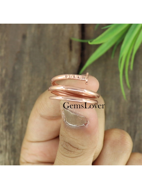 Hammered Copper Ring Adjustable Wrap Coil Band Rustic Handmade Solid Copper Statement Ring For Everyday Wear