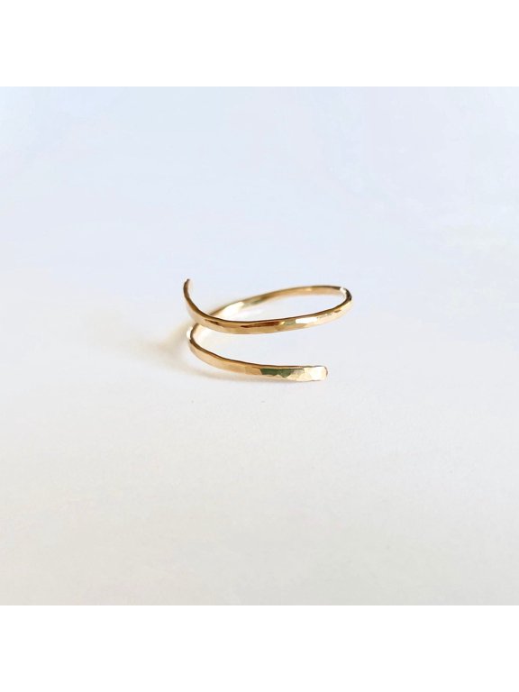 Hammered Gold Filled Ring, Minimalist Adjustable Open Band Ring