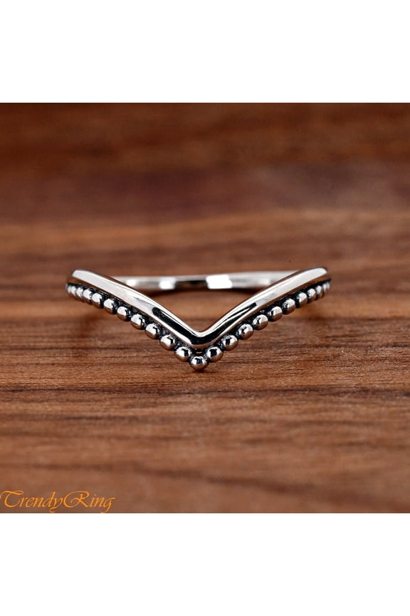 Handmade 925 Sterling Silver Double Layer Chevron Wishbone Ring – Bali Style V Shape Stackable Band for Women, Minimalist Polished Silver Ring
