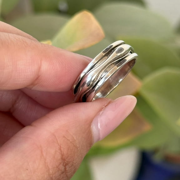 LD DESIGNS Handmade Boho Fidget Spinner ring for women, Sterling silver 925 boho Spinner ring for her, Thumb spinner ring for her, Birthday gift rings