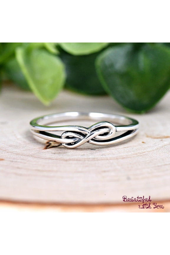 - Infinity Knot Ring Sterling Silver - Minimalist Promise Band, Elegant 925 Silver Comfort Fit Stylish Gift