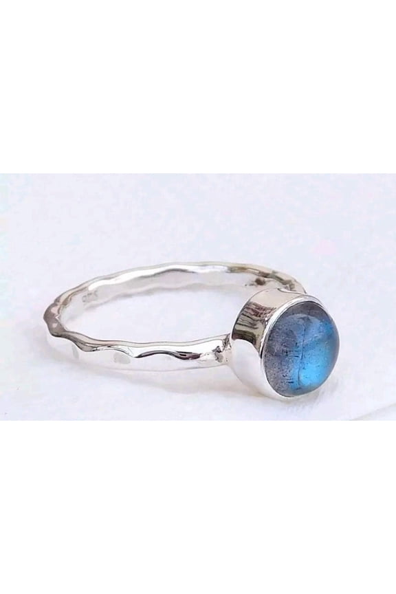 - Labradorite Ring - Handmade Sterling Silver Band With Iridescent Gemstone | Statement Jewelry Gift For Her