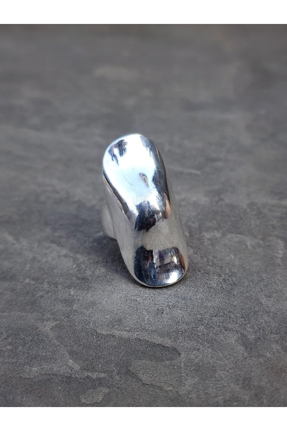 Long Statement Ring, 925 Sterling Silver Ring, Full Finger Ring, Big Knuckle Ring, Handcrafted Silver Ring, Women Ring, Thick Silver Ring