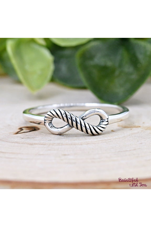 Minimalist Dainty Tiny Infinity Symbol Statement Ring Solid 925 Sterling Silver Promise Ring for Her, Womens Anniversary Ring