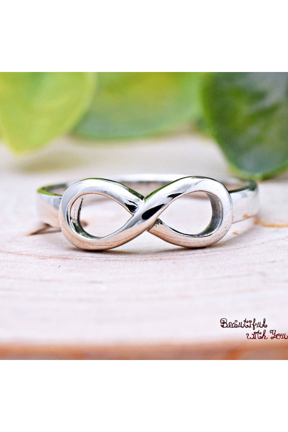 Minimalist Infinity Symbol Ring, Solid 925 Sterling Silver Promise Ring for Her, Dainty Silver Infinity Anniversary Ring, Valentines Gift for Women