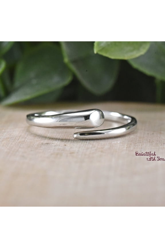 Minimalist Open Adjustable Wraparound Ring, Trendy Wire Style Sterling Silver Wrap Around Ring, Wraparound Ring Sterling Silver