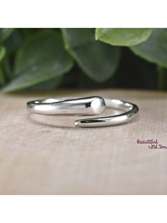 adjustable silver ring, Wraparound Open Wire Band, Minimalist Modern Fashion Jewelry