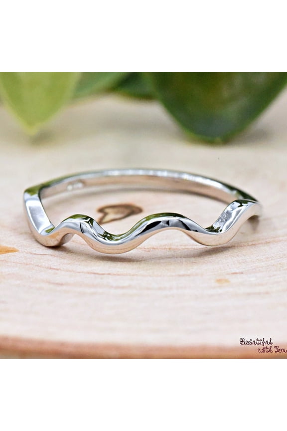 Minimalist Wavy Stacking 925 Sterling Silver Thumb Ring, Silver Waves Thumb Ring, Trendy Everyday Midi Finger Ring, Thin Silver Ring Band
