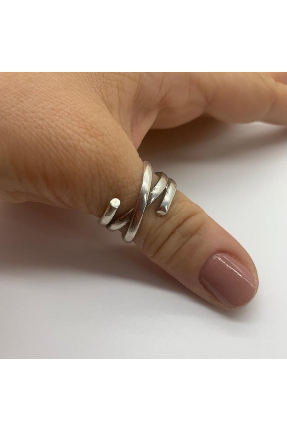 Multi Layer Ring-Thumb Page Holder-Big Silver Ring-Weaved Layered Thick Ring