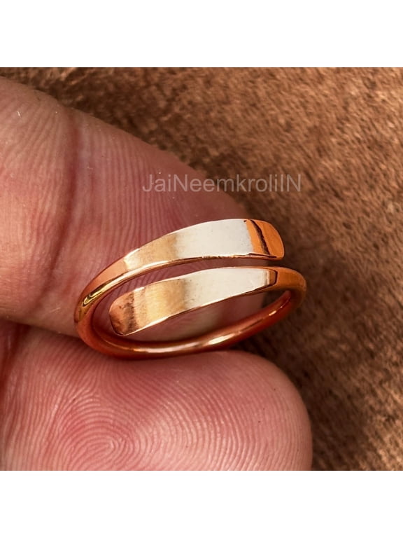 Pure Copper Wrap Ring, Hand-Hammered Adjustable Boho Eco Open Band