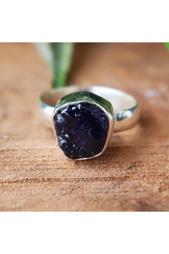 - Raw Amethyst Ring Adjustable Band Boho Charm | Natural Purple Stone 925 Sterling Silver Jewelry Gift