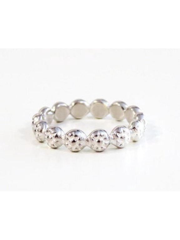 Silver Floral Ring, Elegant Silver Ring With 6Mm Thick Engraved Nature Motif Band, Everyday Wear Statement Jewelry For Women