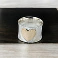 thumbnail image 1 of LD DESIGNS Silver Heart Band Ring – Handmade Hammered Chunky Ring, Bohemian Statement Jewelry for Women, 925 Sterling Silver Textured Wide Band, 1 of 5