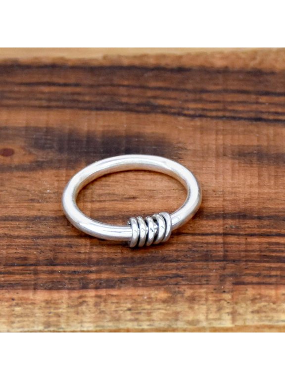 Silver Rolling Ring, Multi-Band Stackable Kinetic Silver Ring With Polished Open Style, Modern Everyday Fashion For Women
