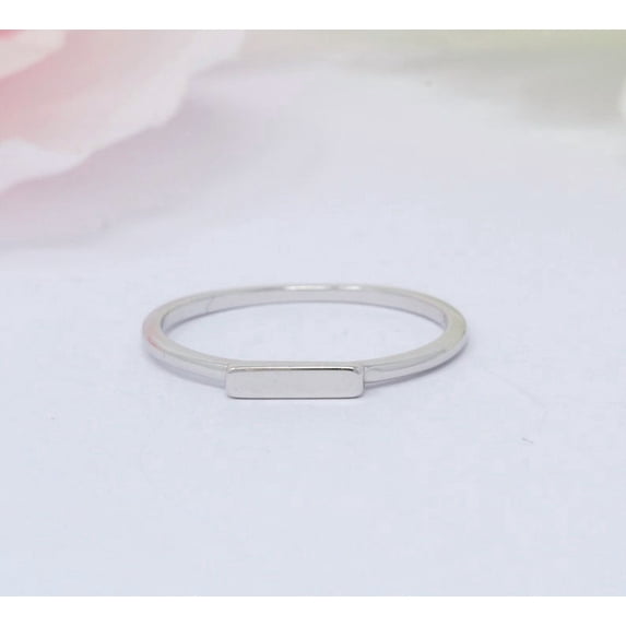 LD DESIGNS Silver Thumb Ring, Dainty Minimalist Engravable Textured ...