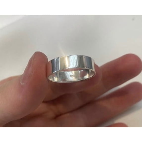 Silver Pickup Rings LD DESIGNS Silver Wedding Band, 6Mm Wide Polished Comfort Fit Ring ...