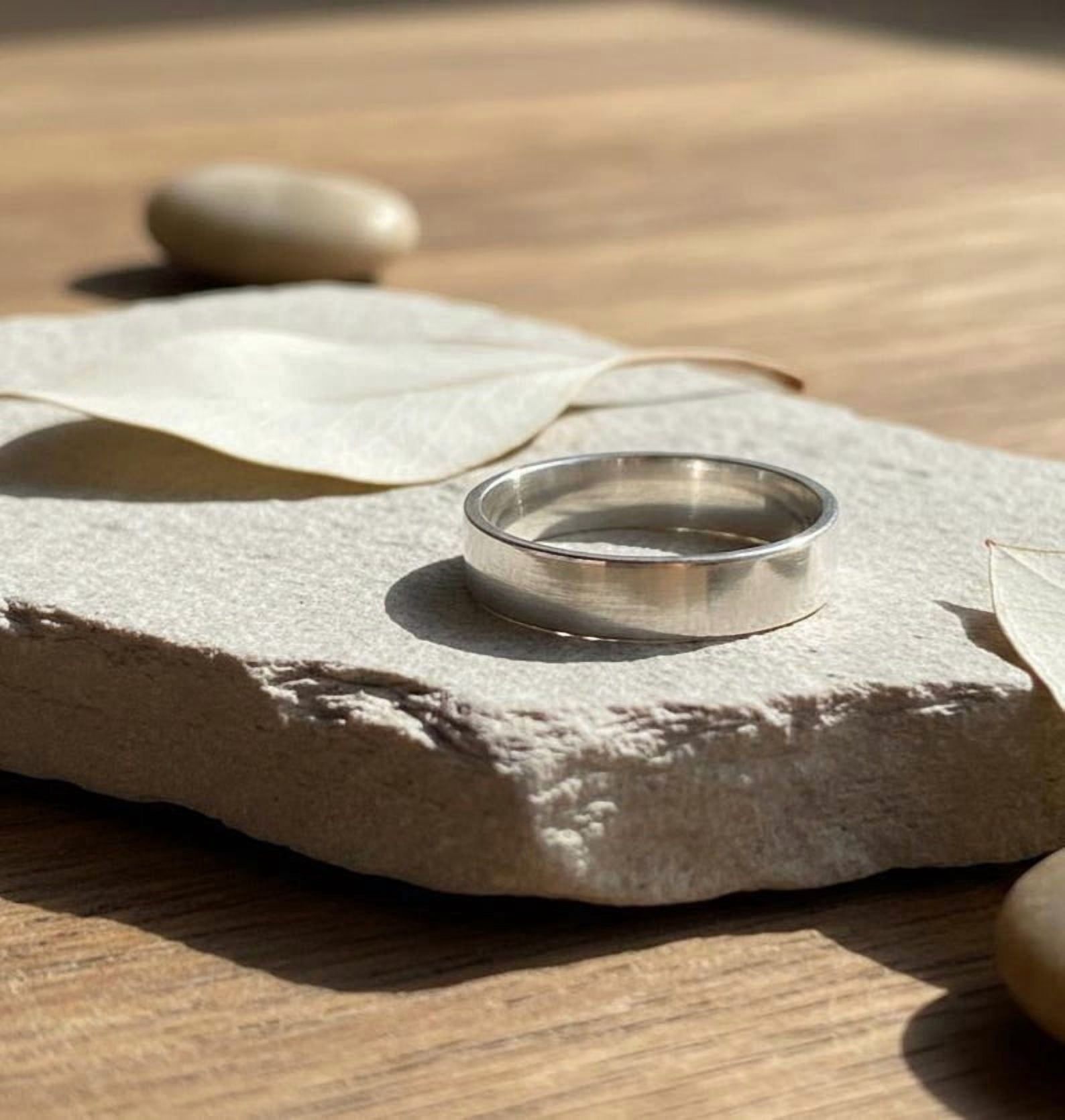 LD DESIGNS Silver band ring, Minimalist Polished Stackable Design ...