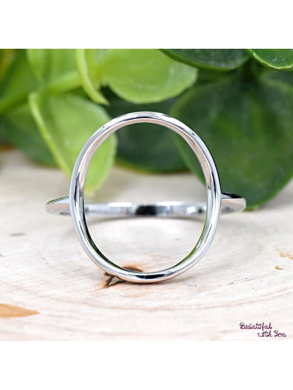 Silver Karma Ring, Modern Geometric Open Circle Silver Ring For Women Everyday Minimalist Fashion Accessory Style