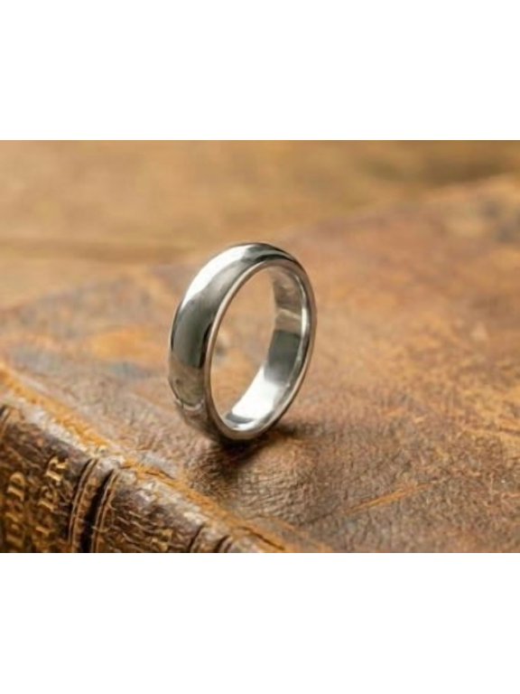 Silver Plated Band Ring, D-Shape Stackable Design, Polished Comfort Fit Everyday Minimalist Jewelry for Women and Men