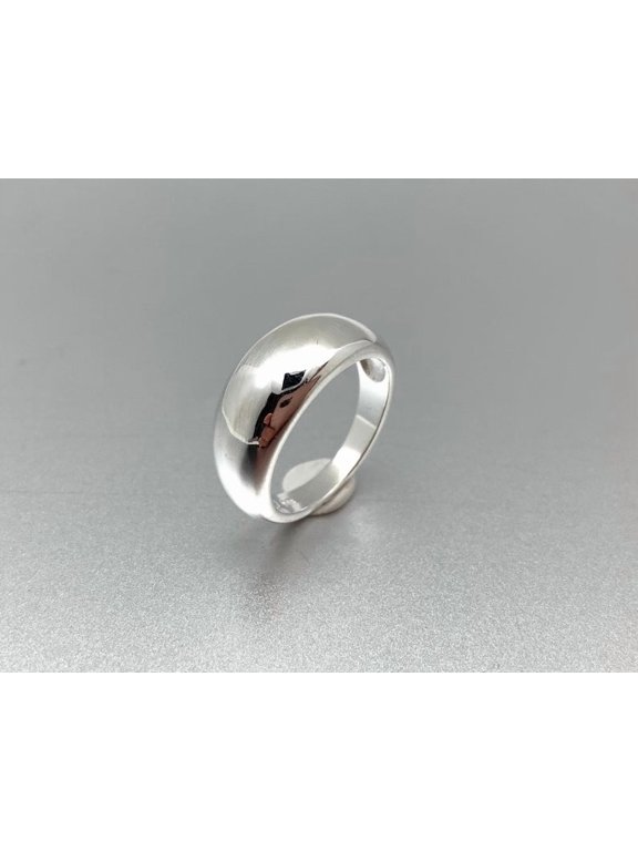 silver plated dome ring, Polished Silver Plated Dome Band Ring, Classic Medium Dome Statement Jewelry For Women