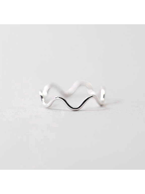 Silver ripple ring, Wavy Stackable Band, Minimalist Modern Jewelry, Delicate Fluid Design