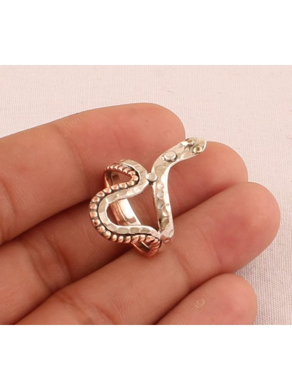 Silver snake ring, Adjustable Boho Fashion Wrap Band with Sculpted Textured Scales