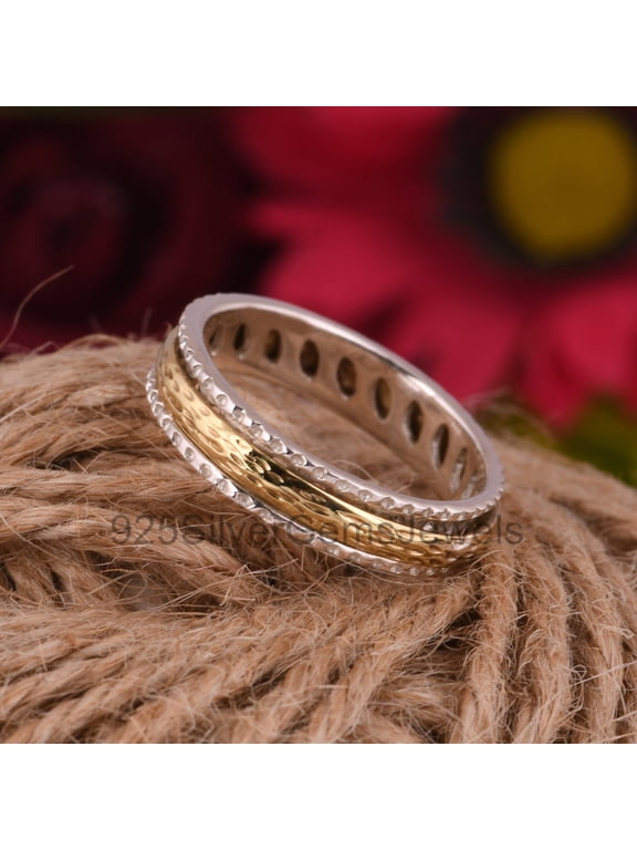 Spinner Ring For Anxiety, Two Tone Spinner Ring, Women's Meditation Fidget Band, Wedding Band Style, Gift For Him And Mom