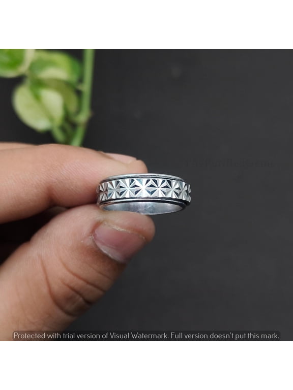 Spinner Ring Gothic Silver Ring With Spinning Band And Statement Style For Adult Wear