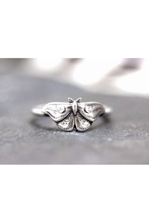 - Sterling Silver Moth Ring Lightweight Durable Silver Jewelry | Elegant Celestial Insect Ring by