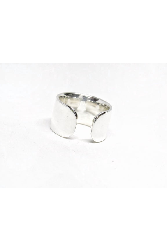 -Sterling Silver Ring - Adjustable Wide Band Personalized Hand Stamped Women’s Silver Jewelry Gift for Valentines Day