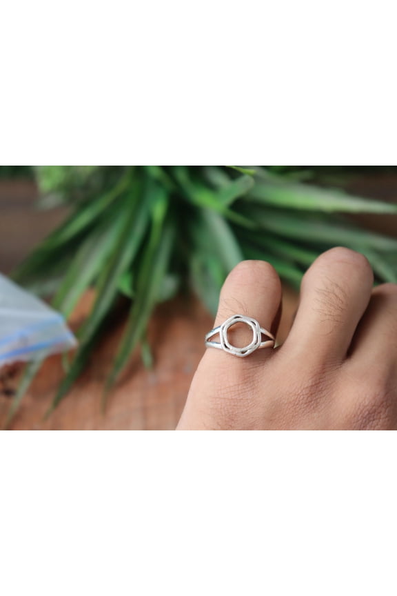 - Sterling Silver Ring Handmade Wire Wrap Boho Charm, Open Design, 925 Silver, Custom Sizing Gift for Her