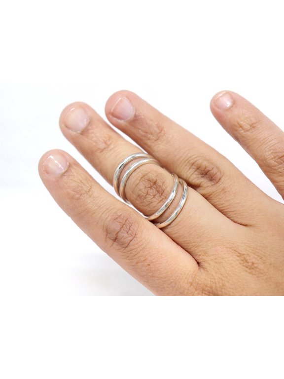 Swan Neck Ring, Silver Adjustable Open Band Handmade Dainty Style