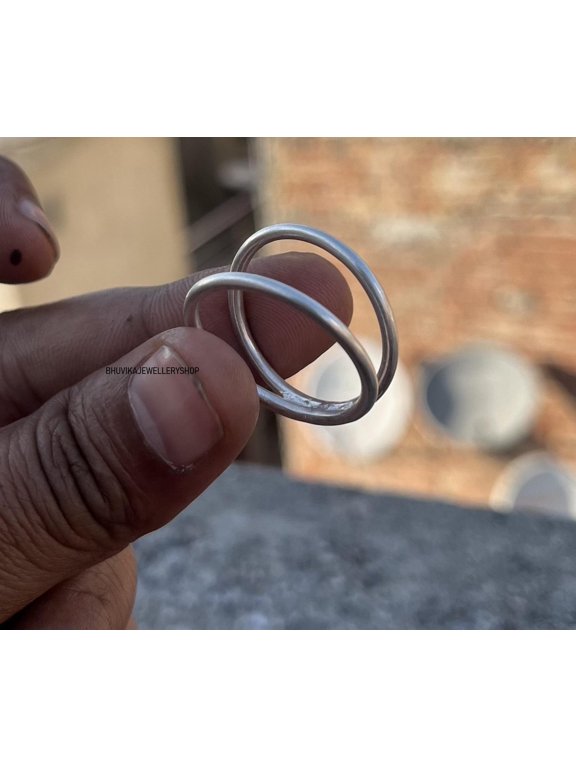 Swan Neck Splint Ring, Hand-Hammered Silver Open Band Ring, Custom Fit Stackable Boho Artisan Jewelry