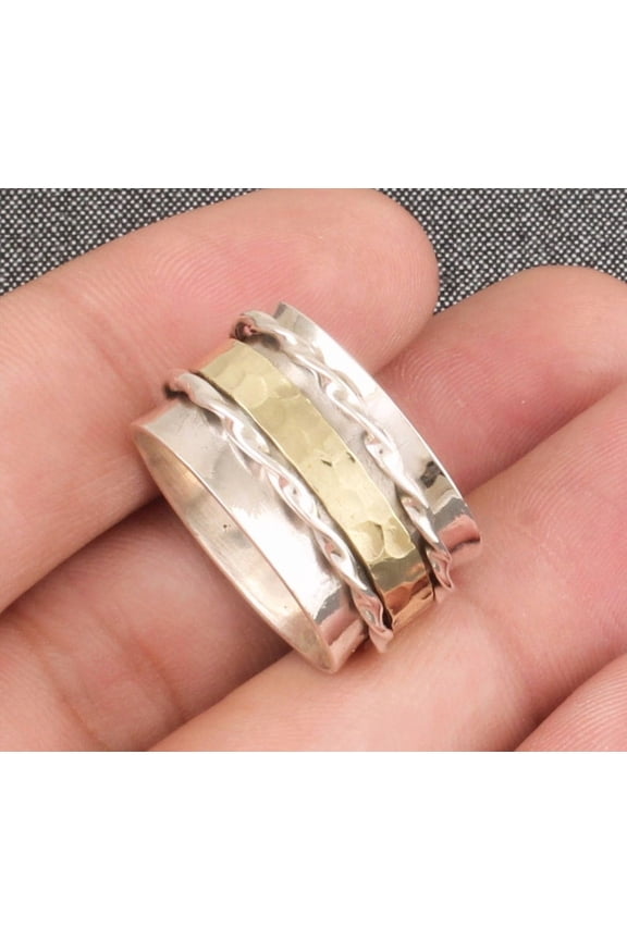 Textured Hammered Sterling Silver 925 Stamped Purity Anxiety Ring For Men Women