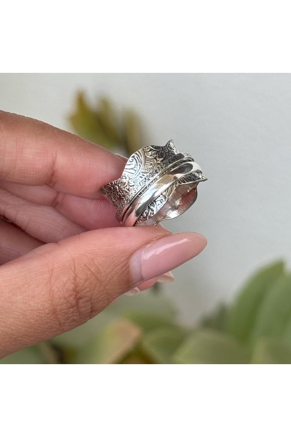 - Thumb Fidget Spinner Ring Calming Fidget Accessory Handmade Sterling Silver 925 Boho Spinner