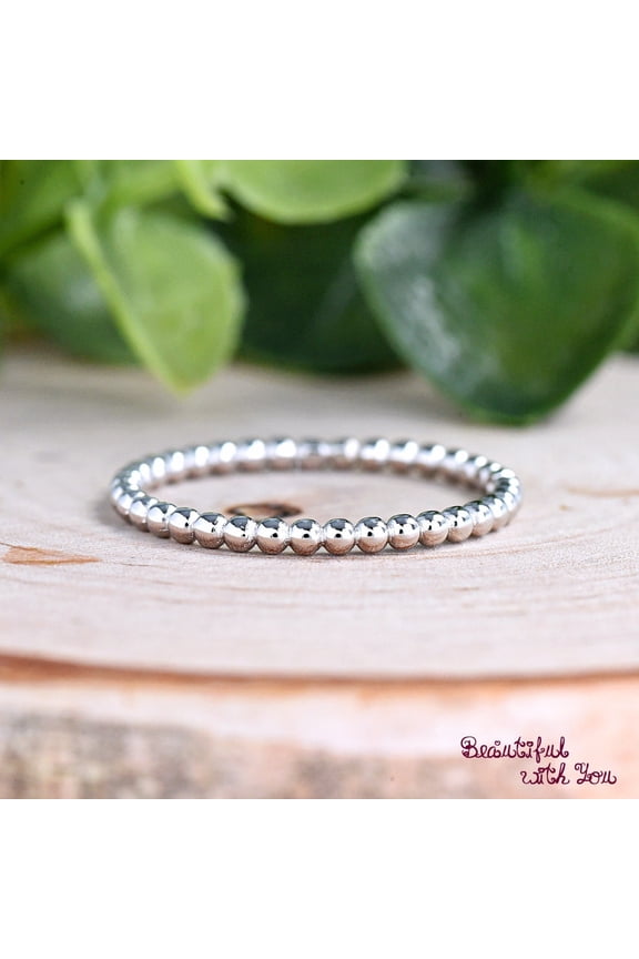 Tiny Bead Ball Bali Style Eternity Band Ring, Sterling Silver Ball Ring, Bead Ball Thumb Ring, Simple Stacking Ring