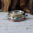 thumbnail image 1 of LD DESIGNS - Turquoise Spinner Ring Hammered Silver Band with Natural Blue Gemstone for Anxiety Relief & Boho Style Jewelry, 1 of 3