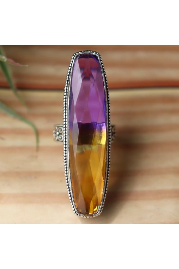 - Watermelon Tourmaline Ring - Boho Vintage Cocktail Adjustable 925 Sterling Silver Gemstone Statement Jewelry