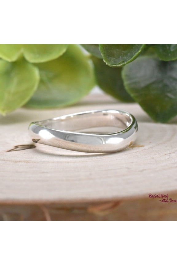 Wavy Thumb Ring, Solid 925 Sterling Silver Thumb Ring, Finger Ring, Stackable Ring, Wavy Curved Simple Ring