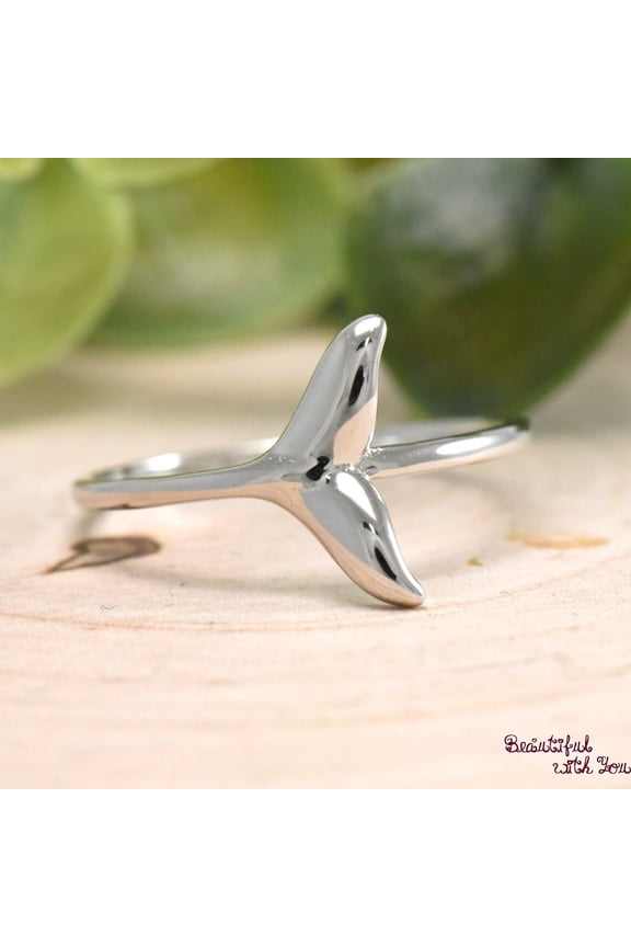 Whale Fluke Ring, Sterling Silver Ocean Theme Fish Tail Ring, Humpback Whales Ring, Gift Ideas, Beach Summer Jewelry