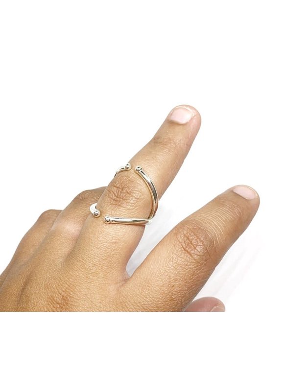 Adjustable Silver Wire Ring, Boho Open Band Stackable Jewelry For Women, Lightweight Modern Everyday Accessory