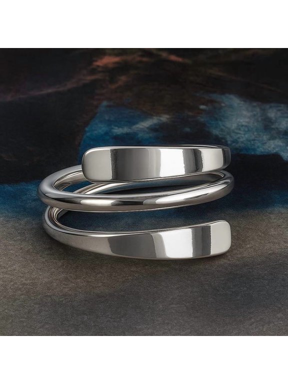 Adjustable Wrap Ring, Polished Open Band Fashion Jewelry for Women