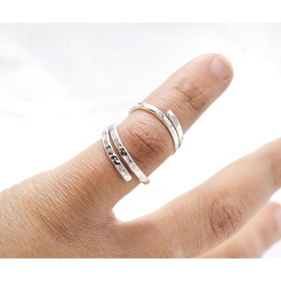 Silver Pickup Rings LD DESIGNS hammered silver open ring, Textured Silver Open Band Ring ...