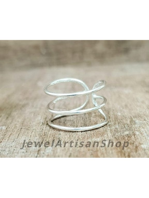 silver butterfly ring, Adjustable Triple Band with Whimsical Motif Wrap Design