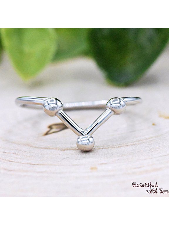 silver chevron stacking ring, Minimalist Silver V Shape Band, Geometric Stackable Dainty Everyday Jewelry For Women